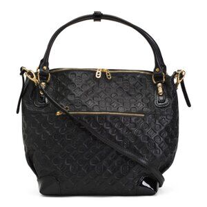 MARINO ORLANDI Made In Italy Leather Double Handle Logo All Over Tote